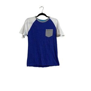 Blind Rooster Raglan Pocket T-Shirt M Blue Gray White Colorblock Crew Neck